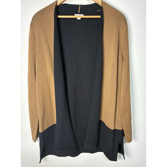 J. Jill Sweaters - J Jill Cardigan Women Large Petite Brown Black  Colorblock Longline Open Front